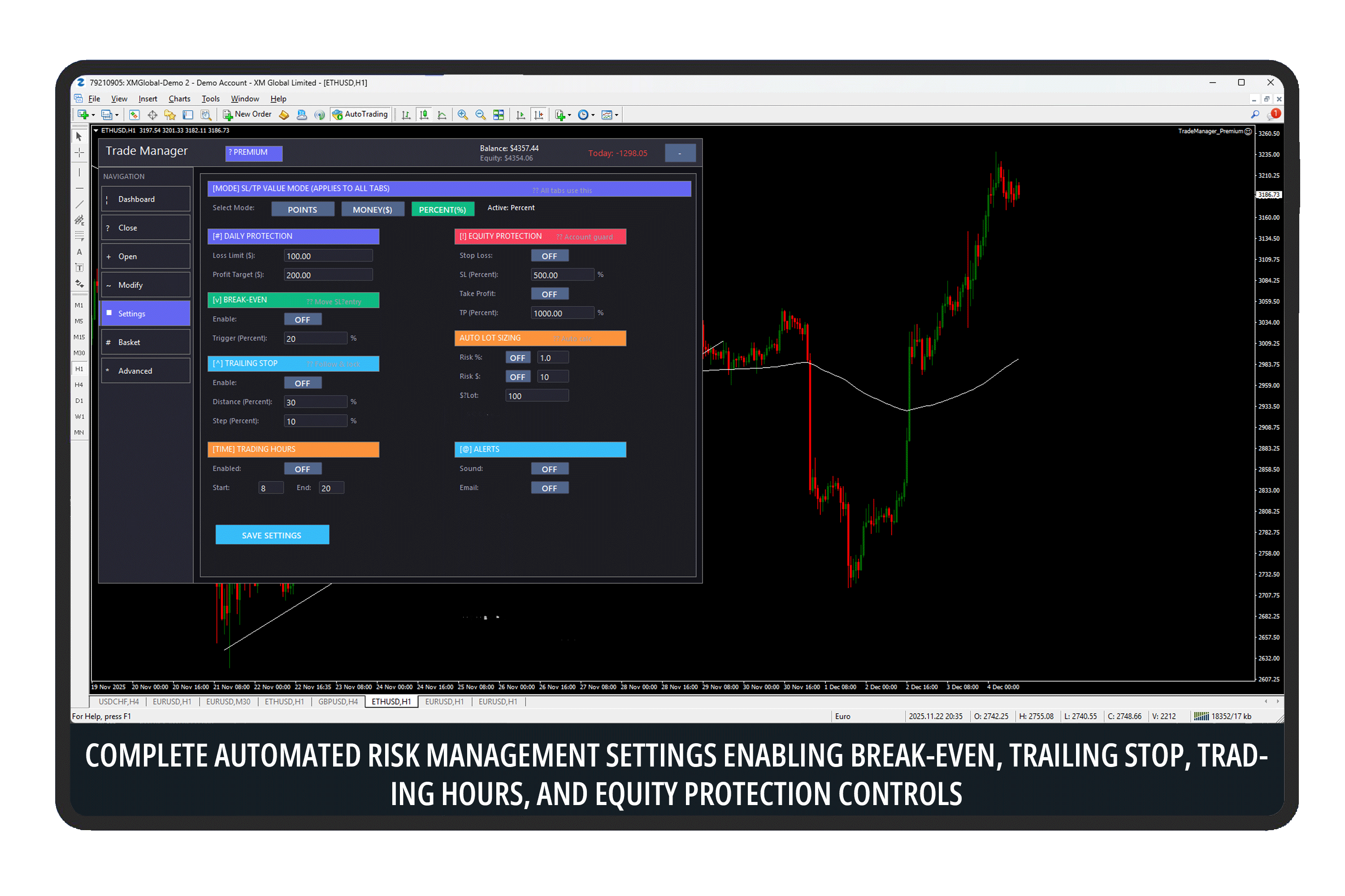 Automated risk management settings